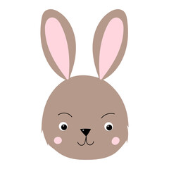 rabbit hare portrait cartoon on white background, isolated vector