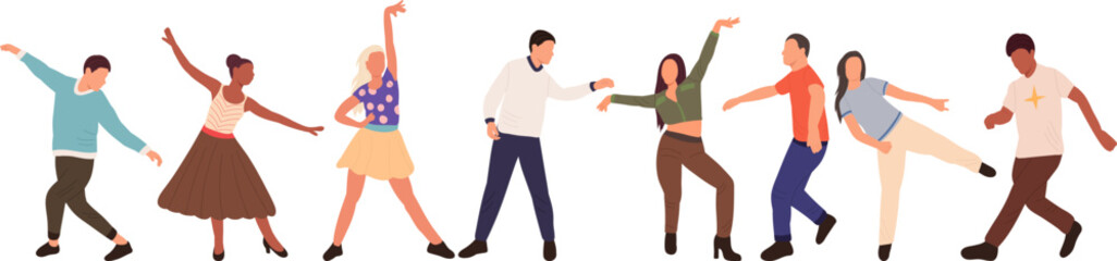 dancing people on white background, isolated vector