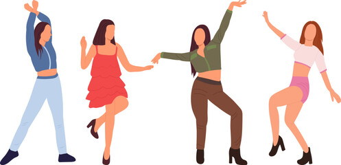 dancing people on white background, isolated