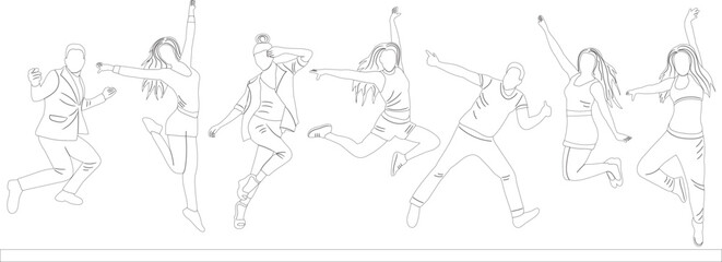 dancing people sketch ,outline isolated vector