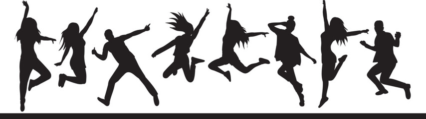 people jump silhouette on white background isolated vector