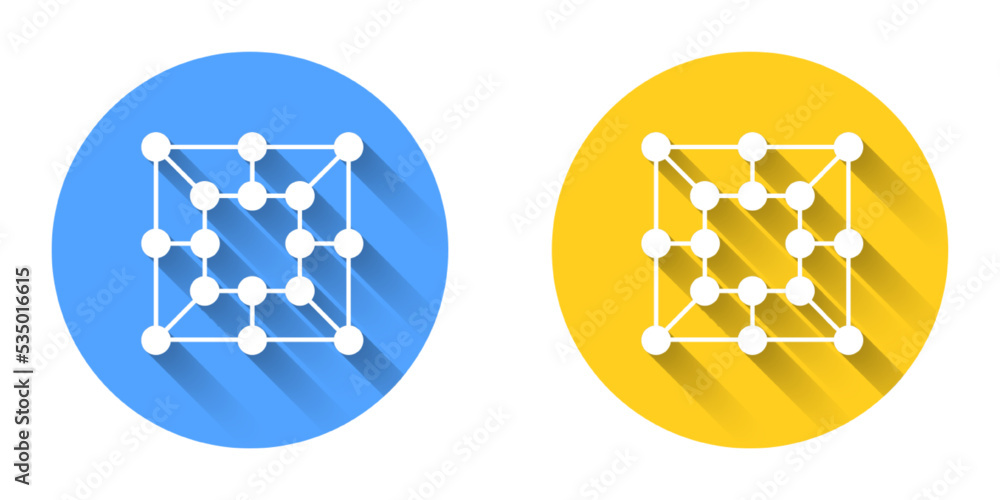 Poster white board game icon isolated with long shadow background. circle button. vector