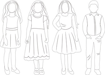 kids sketch ,outline isolated vector