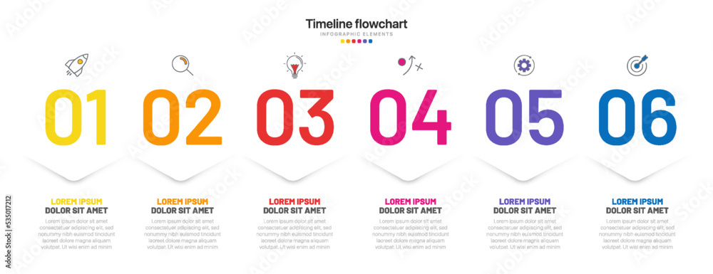 Poster timeline infographic design with 6 options or steps. infographics for business concept. can be used 