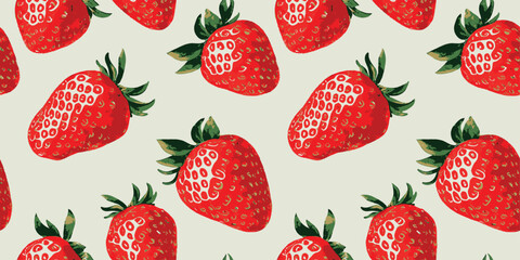 Strawberry pattern. Fresh delicous fruits vector illustration.