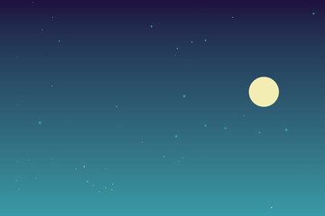 Minimal sky vector landscape with moon and mountains.