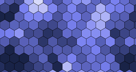 Asymmetrical background from a hexagonal grid in blue tones
