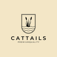 Cattail or Reed badge Logo vector illustration design template