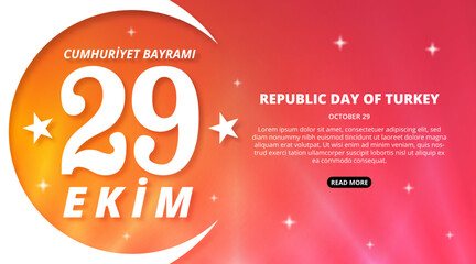 29 Ekim cumhuriyet bayrami or Turkey republic day background with cutting paper design