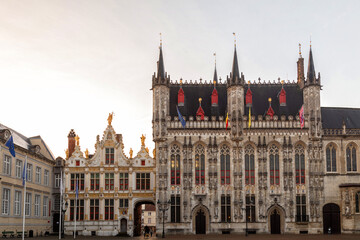 Fototapeta na wymiar Bruges City Hall on the Burg square