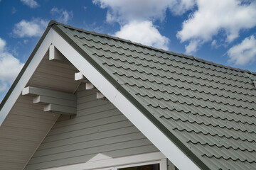 Metal tile.Roof for the house. Modern coatings for the roof of the house.