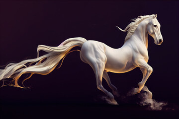 Fototapeta na wymiar White horse galloping