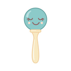 A baby rattle with kawaii face with a handle. A gift for newborns.