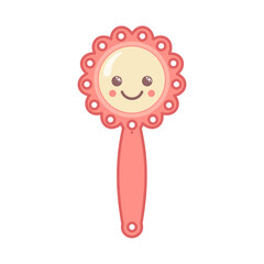 A baby rattle with kawaii face with a handle. A gift for newborns.