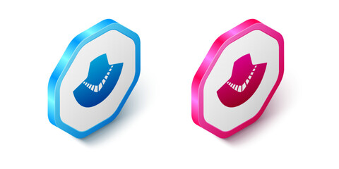 Isometric Necklace on mannequin icon isolated on white background. Hexagon button. Vector