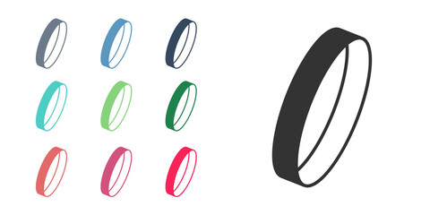 Black Wedding ring icon isolated on white background. Bride and groom jewelry sign. Marriage symbol. Diamond ring. Set icons colorful. Vector