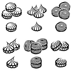 Marshmallow set. Elements and icons collection marshmallow. Vector