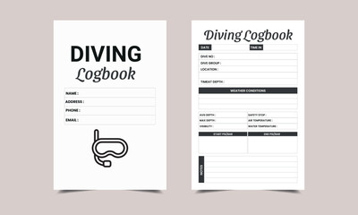 diving log book KDP Interior design. Printable logbook, Medical Visit Log Book