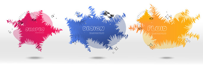 Abstract colorful blobs set.Set of isolated abstract aqua spot with gradient or dynamic color.Abstract liquid shape. Fluid design. Isolated gradient waves with geometric lines,Vector illustration.