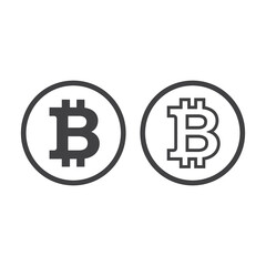 Obraz premium Bitcoin blockchain cryptocurrency gray icon. Open-source finance concept.