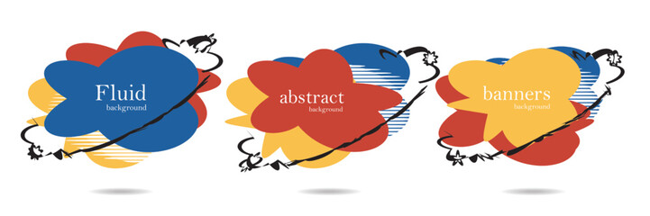 Abstract colorful blobs set.Set of isolated abstract aqua spot with gradient or dynamic color.Abstract liquid shape. Fluid design. Isolated gradient waves with geometric lines,Vector illustration.