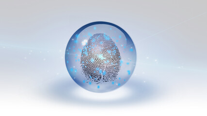 Fototapeta na wymiar Fingerprint contained in glass sphere