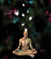 Obraz premium Droid meditates in lotus pose