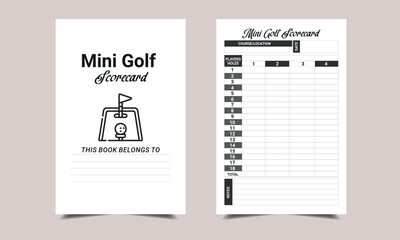mini golf log book KDP Interior design.  Printable logbook