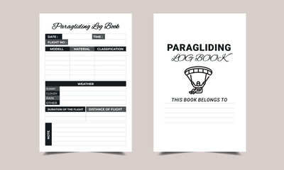 paragliding log book KDP Interior design.  Printable logbook
