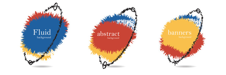 Abstract colorful blobs set.Set of isolated abstract aqua spot with gradient or dynamic color.Abstract liquid shape. Fluid design. Isolated gradient waves with geometric lines,Vector illustration.