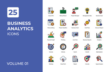 Business analytics icons collection.