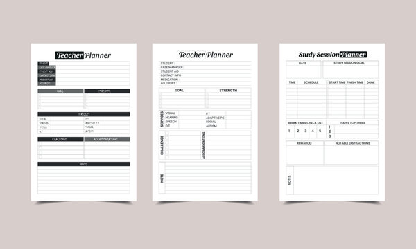 teacher planner KDP Interior design.  Printable logbook