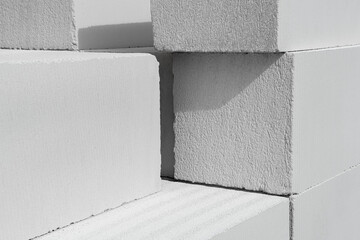 concrete blocks prepared for building. Aerated lightweight building wall modular building house....