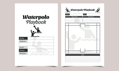 Waterpolo Playbook KDP Interior design.  Printable logbook