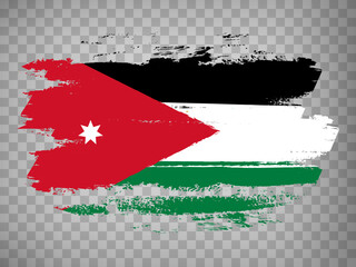 Flag of  Jordan brush stroke background.  Flag of Jordan on transparent backrgound for your web site design, app, UI.  Stock vector. EPS10.