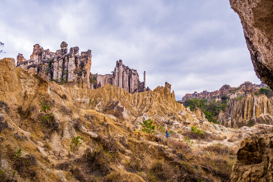 Los Estoraques Unique Natural Area, national park in the&nbsp;Cordillera Oriental of Colombia,&nbsp;Norte de Santander Department. Large brownstone pedestals and columns formed by erosion. Travel destination