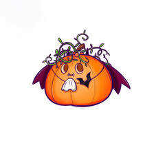 Cute pumpkin dracula vampire
