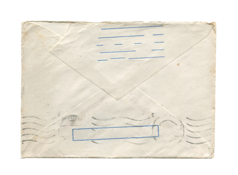 old vintage aged closed paper envelope isolated on white