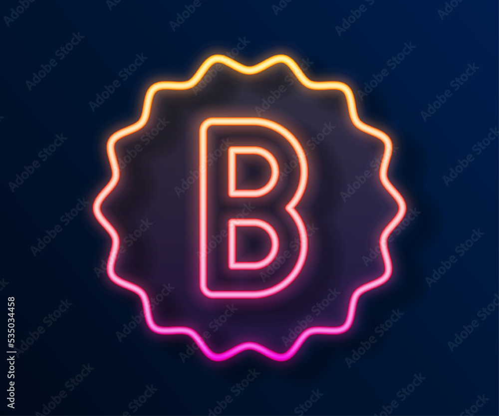 Poster glowing neon line exam paper with incorrect answers survey icon isolated on black background. bad ma