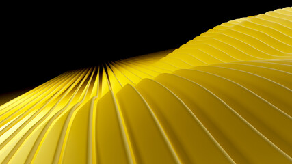 Abstract 3D-Illustration background of yellow bands on black surface