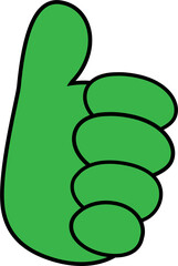 Thumb Up green icon on transparent background.  Green like symbol. Positive choice.