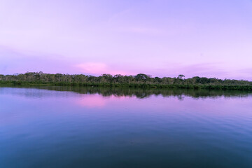 The beautiful lagoon of Limoncocha, biological reserve.