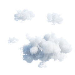 3d render, set of abstract fluffy clouds isolated on transparent background, cumulus clip art collection