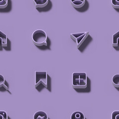  3d icon pattern. Social media icons set. 