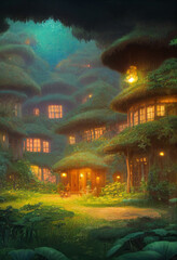 Fantasy Houses In a Lush Forest