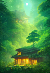 Fantasy Houses In a Lush Forest