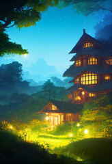 Fantasy Houses In a Lush Forest