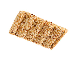 Sweet sesame kozinaki bar isolated on white background