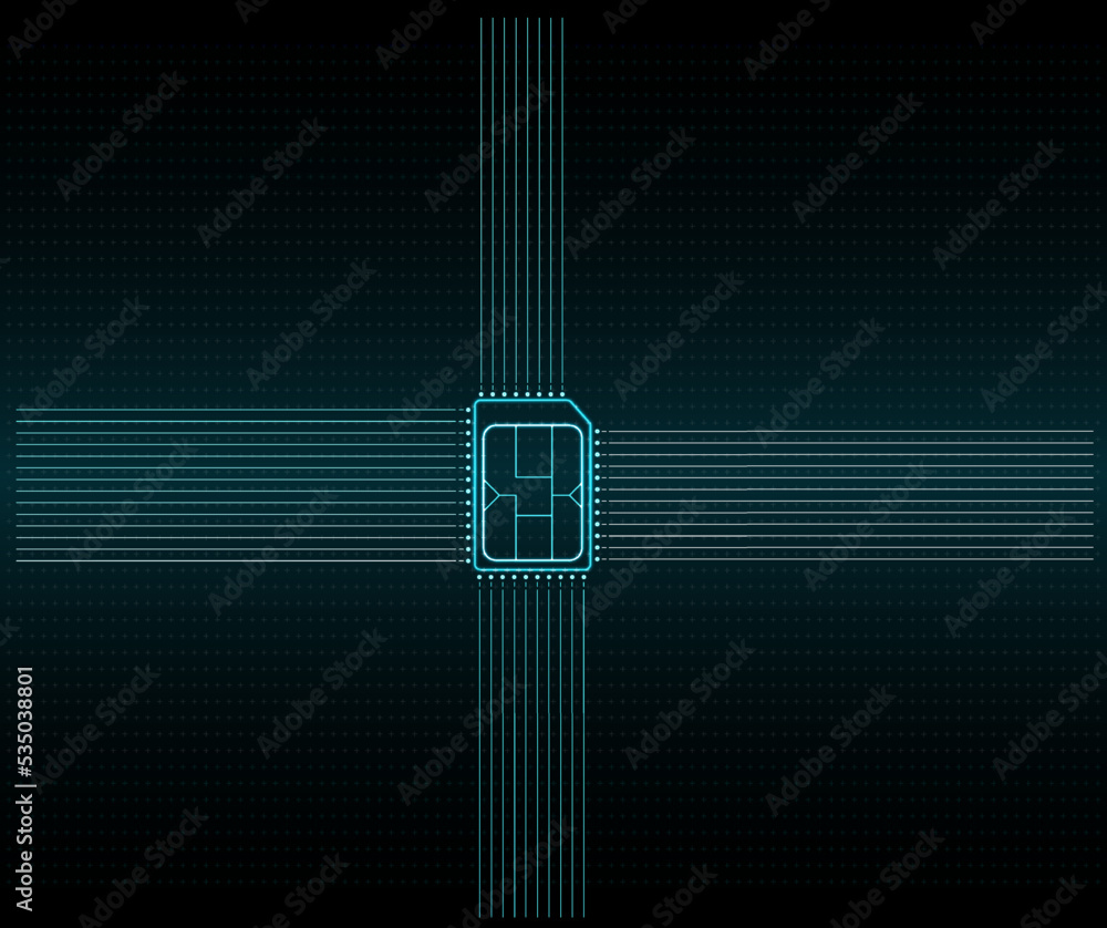 Aufkleber embedded sim concept. new mobile communication technology. concept for mobile sim card technology an