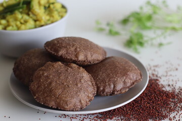 Ragi Poori served with spiced mashed potatoes as side dish